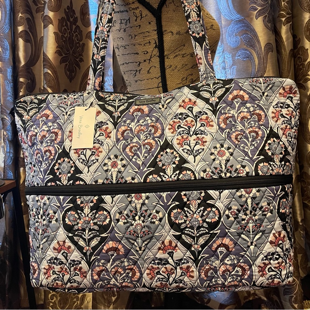 Vera Bradley Ornate Blooms Expandable Travel Tote Bag New NWT - Picture 11 of 16